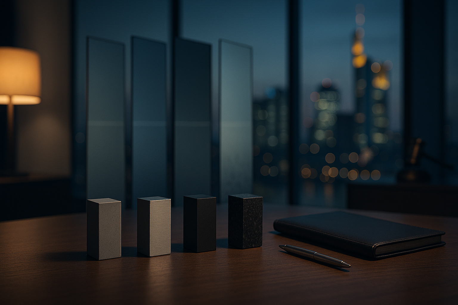 Compliance-Architektur einer KI-Wissensbasis für Versicherer, Banken, Sparkassen und Asset-Manager: vier Säulen für VAIT, BAIT, MaRisk und DORA, IKT-Asset-Register nach Artikel 8 DORA, Audit-Trail, Model-Drift-Monitoring und BaFin-Readiness-Assessment in einer Frankfurter Compliance-Atmosphäre