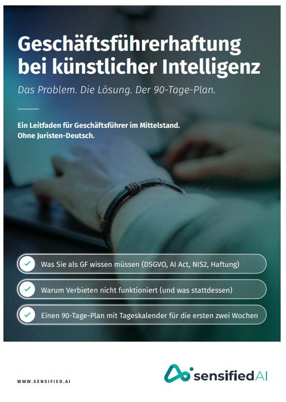 Cover des sensified-Reports Geschäftsführerhaftung bei KI