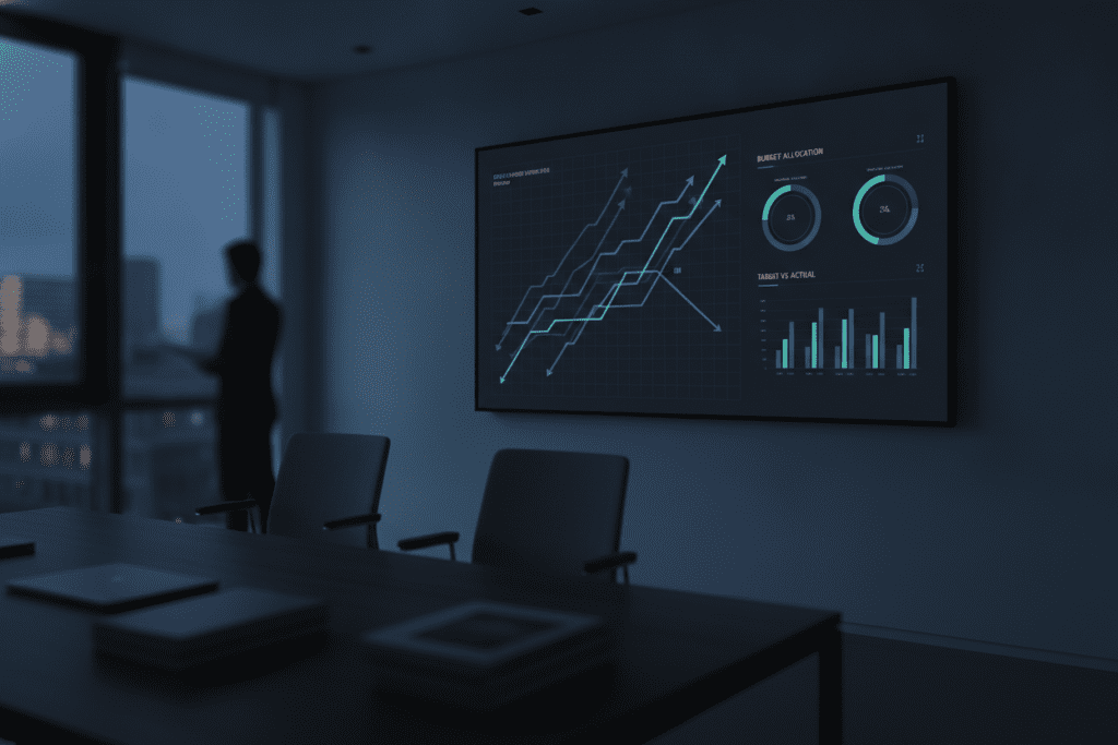 Controlling-Dashboard mit KI-Kostenkurven in einem mittelständischen Finanzbüro