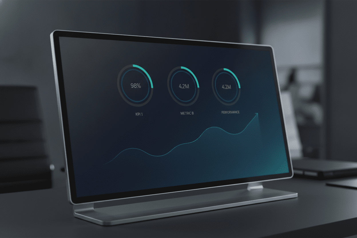 Ein schlichtes Dashboard mit wenigen aussagekräftigen Anzeigen als Sinnbild für schlankes Monitoring